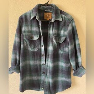 Outdoor Life Green and Blue Flannel Plaid Shirt